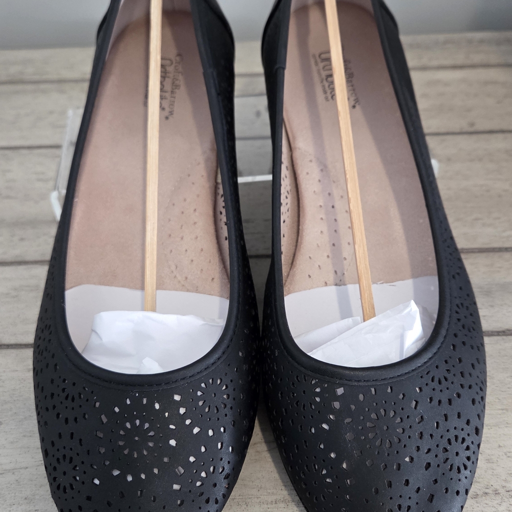 Croft & Barrow Black Perforated Ballet Flats Worn Once